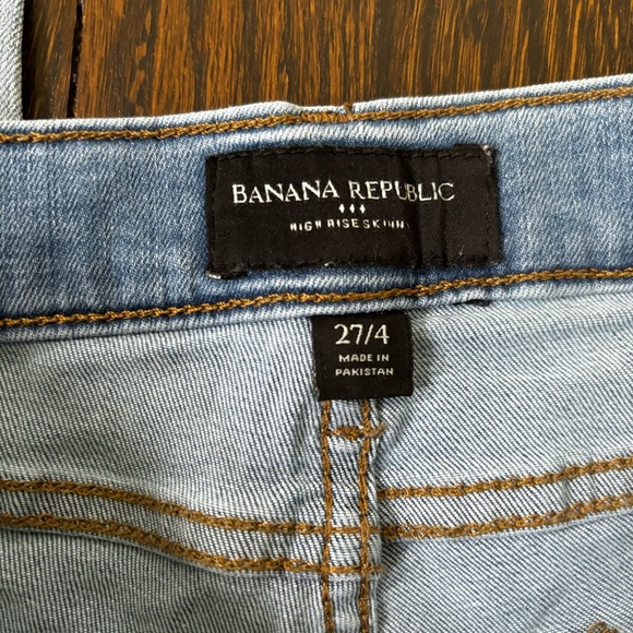 Banana Republic Jeans Womens 27 4 Petite Blue High Rise Skinny Button Fly Denim - Picture 5 of 8